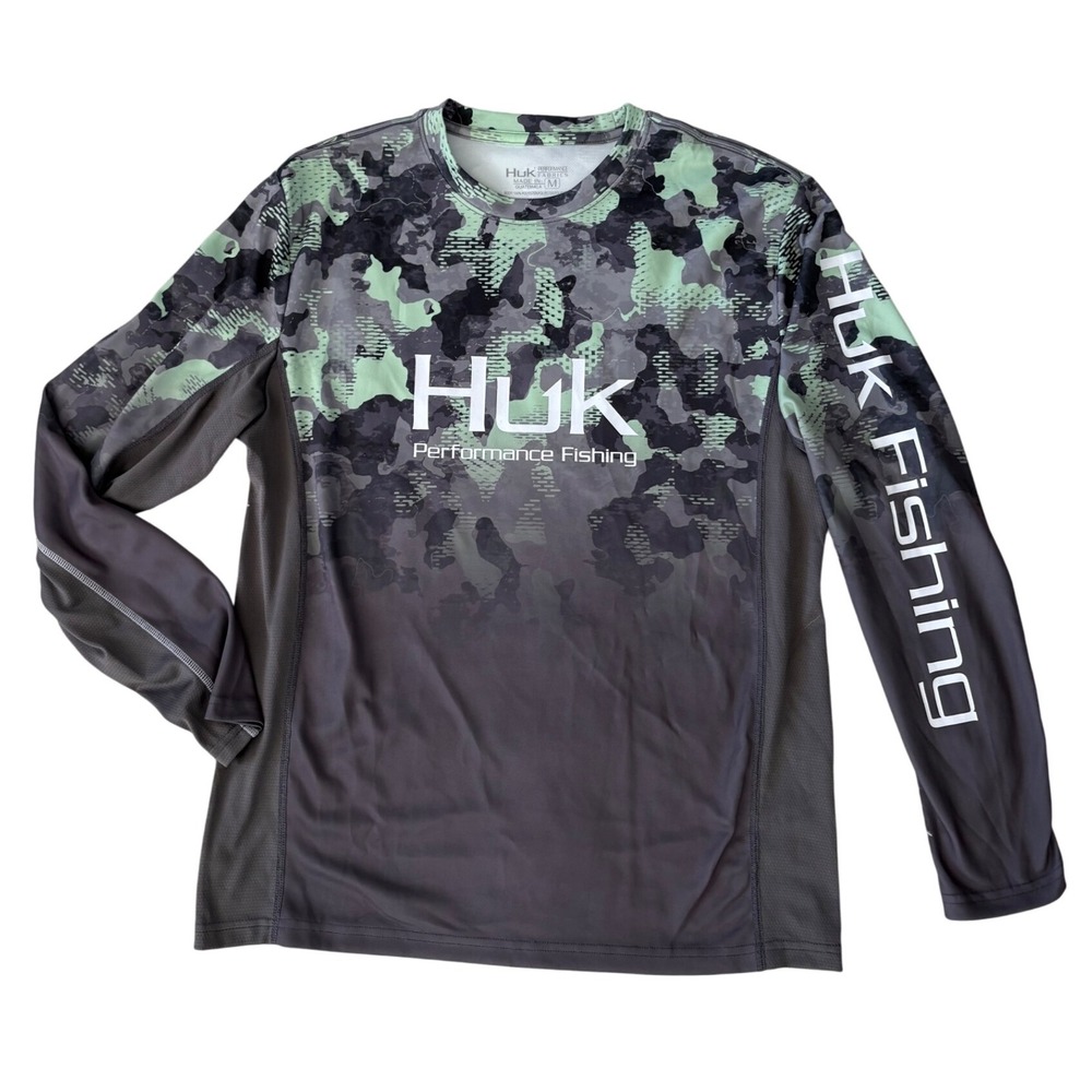 Huk Performance Fishing Shirt Mens Medium Long Sleeve‎ Camo Athletic Top